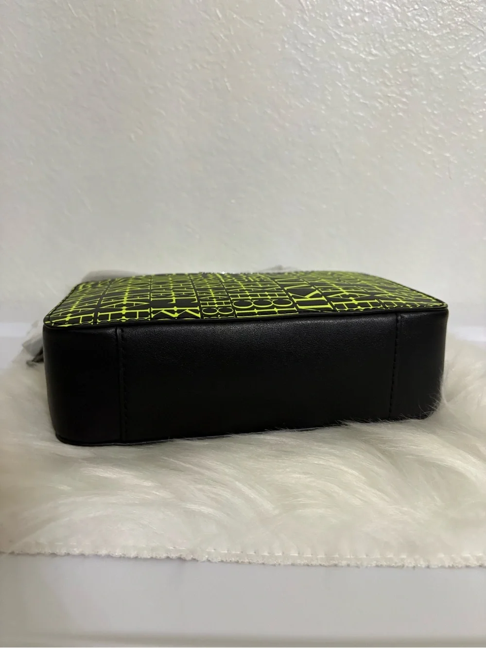 Michael Kors Black Crossbody with Neon Yellow Logo Print